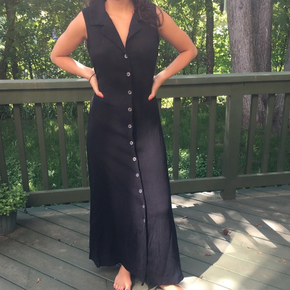 black button down maxi dress